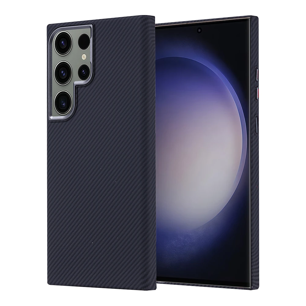 Galaxy S23 Ultra Kılıf M-safe Şarj Özellikli Karbon Fiber Görünümlü Zore Nekst Kapak