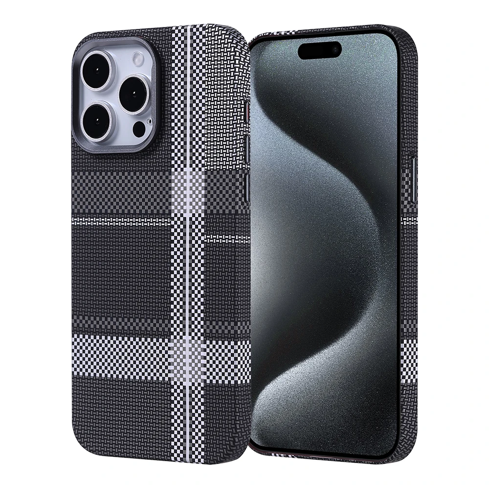 Apple iPhone 15 Pro Kılıf M-safe Şarj Özellikli Karbon Fiber Görünümlü Zore Nekst Kapak