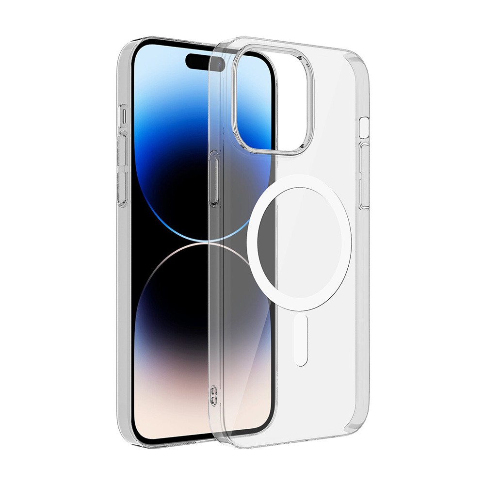 Apple iPhone 15 Kılıf Zore M-safe Şarj Özellikli Şeffaf Tek Kamera Çerçeveli Porto Kapak