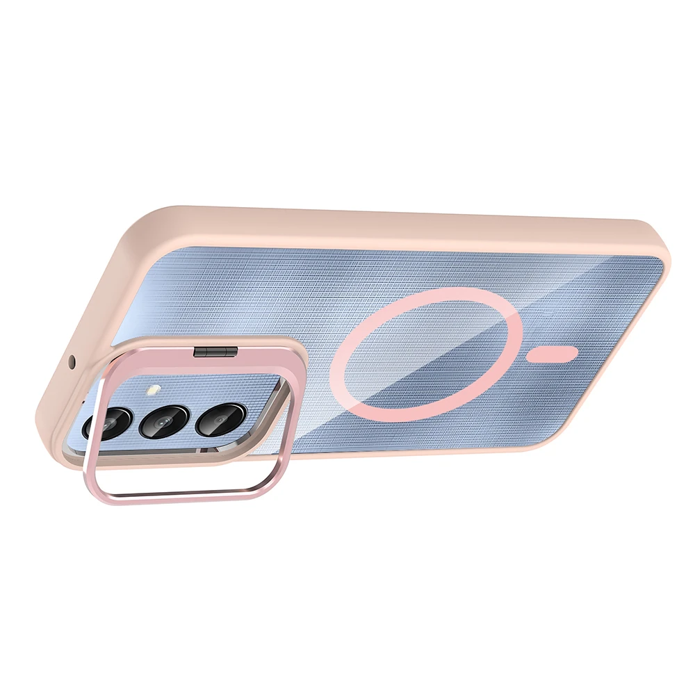 Galaxy A16 Kılıf Standlı ve Kamera Lens Hediyeli M-Safe Şarj Özellikli Zore Etro Kapak