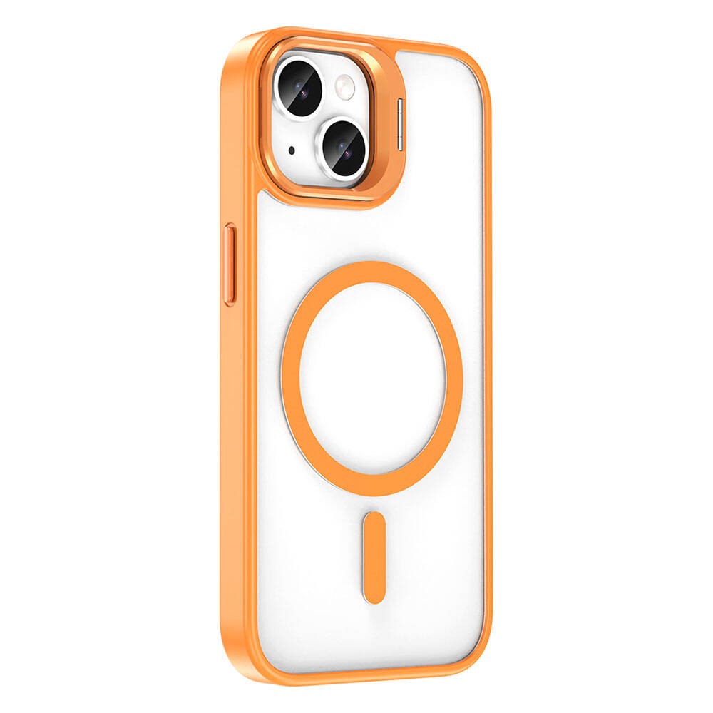 Apple iPhone 14 Kılıf M-safe Şarj Özellikli Standlı Zore M-safe Klon Lensli Kapak