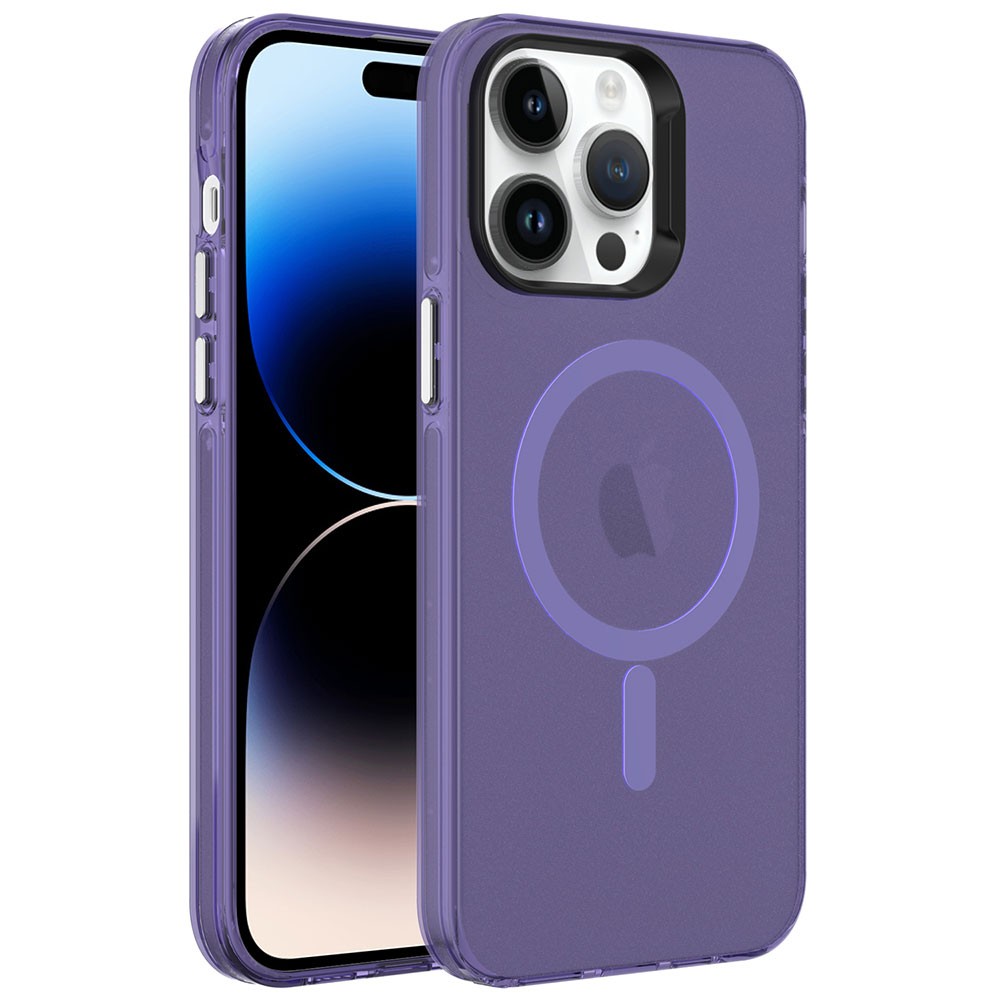 Apple iPhone 14 Pro Max Kılıf Zore M-safe Şarj Özellikli Buzlu Transparan C-Pro Sert Kapak