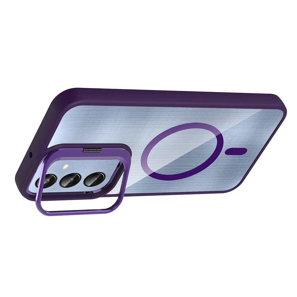 Galaxy A26 Kılıf Standlı ve Kamera Lens Hediyeli M-Safe Şarj Özellikli Zore Etro Kapak