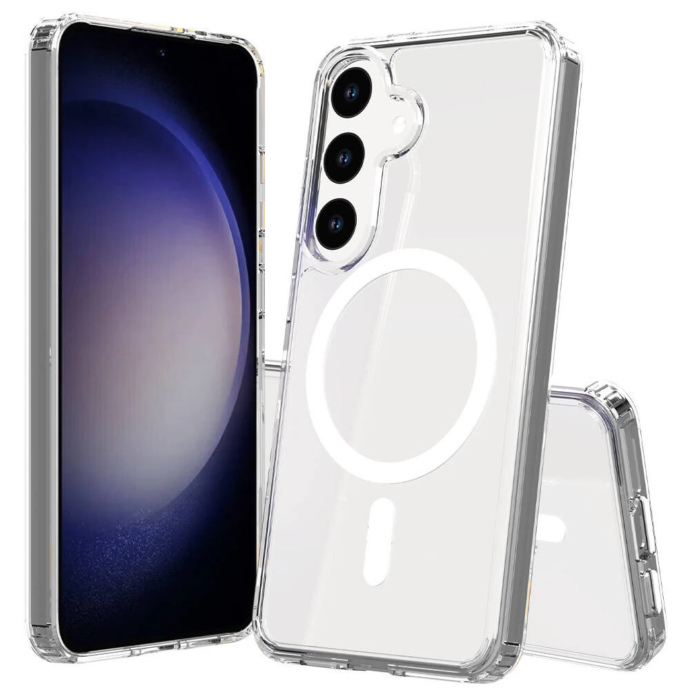 Galaxy S23 FE Kılıf M-safe Şarj Özellikli Şeffaf Sert PC Zore Embos Kapak