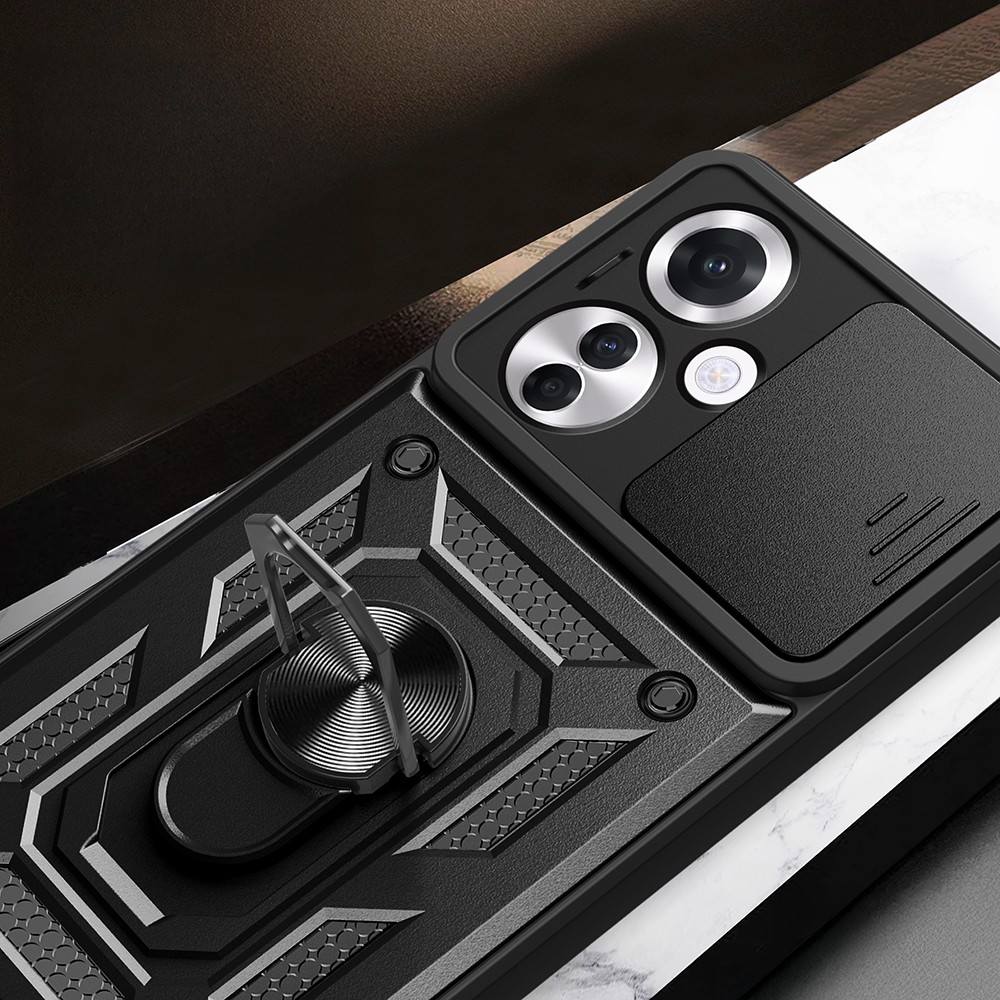 Oppo Reno 11FS Kılıf Magnetik Standlı Kamera Korumalı Zore Sürgülü Vega Kapak