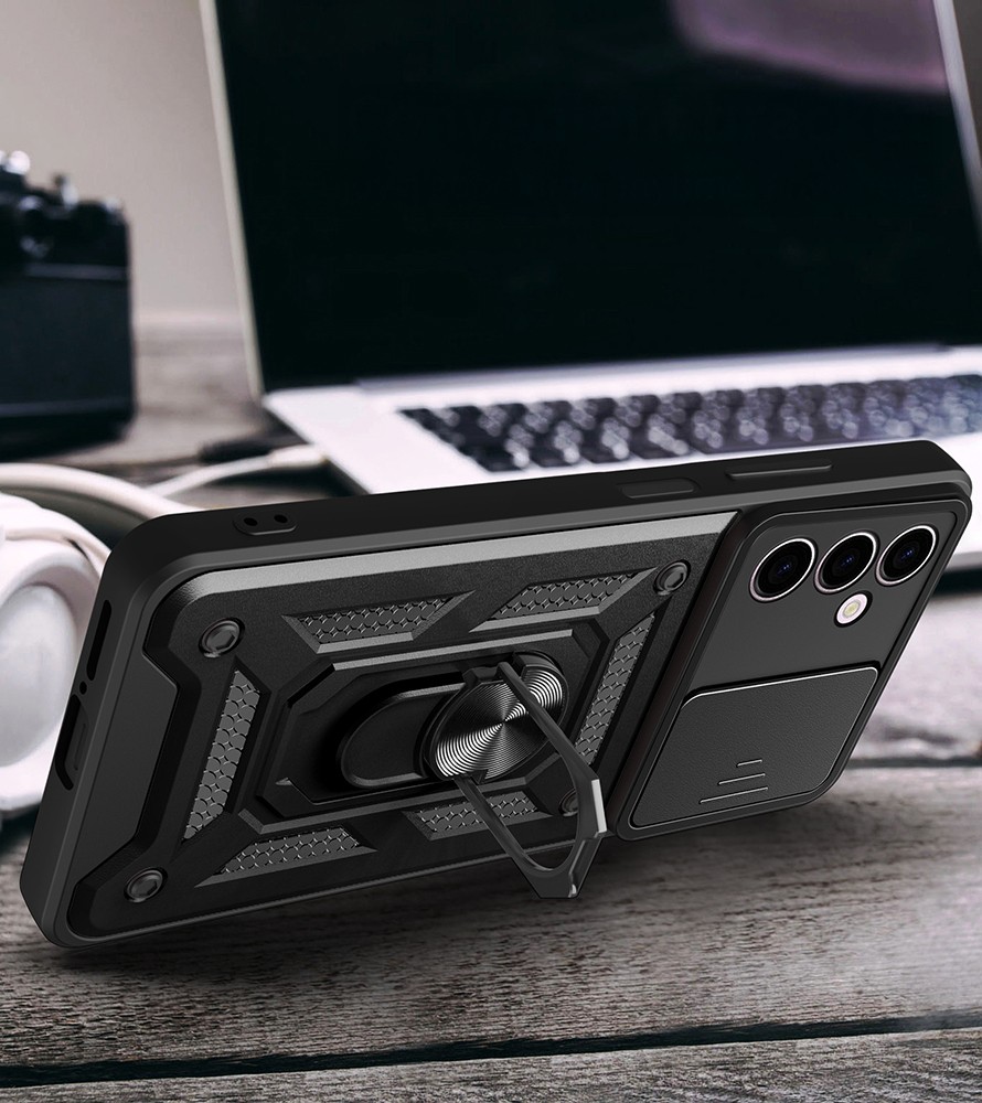 İnfinix Hot 30 Play Kılıf Magnetik Standlı Kamera Korumalı Zore Sürgülü Vega Kapak