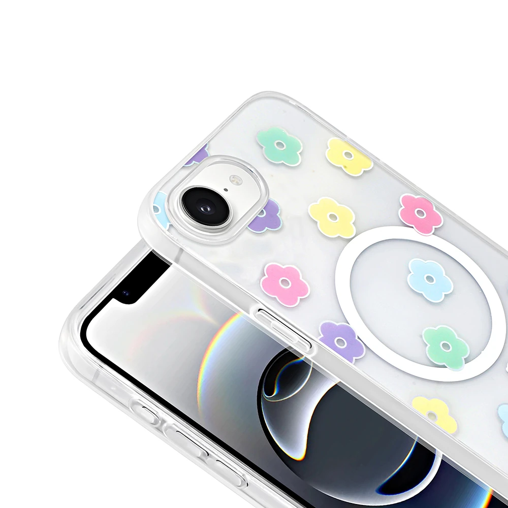 Apple iPhone 16E Kılıf M-Safe Şarj Özellikli Şeffaf Zore Folk Sert Kapak