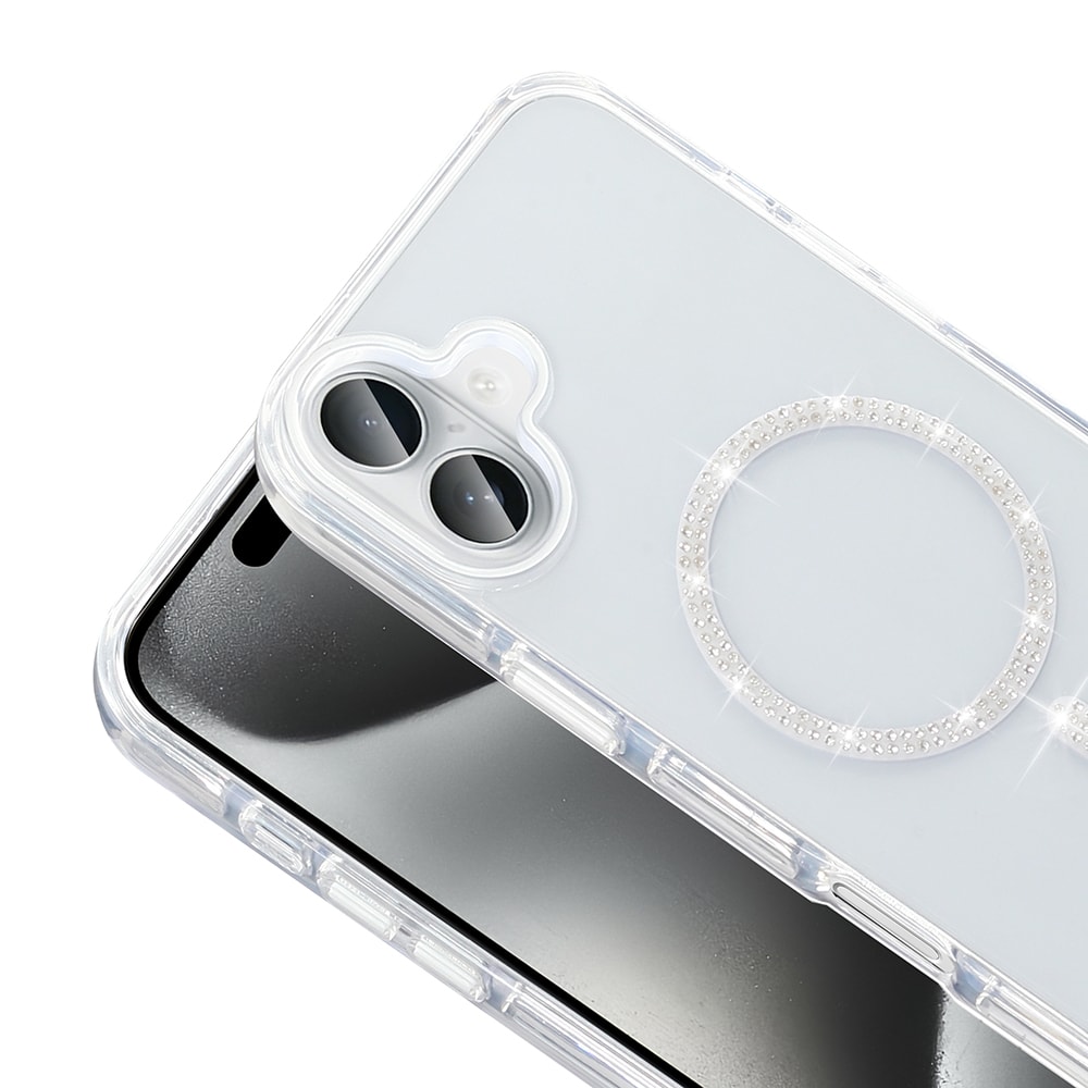 Apple iPhone 16 Plus Kılıf Taşlı Tasarım M-safe Şarj Özellikli Zore Koment Silikon Kapak