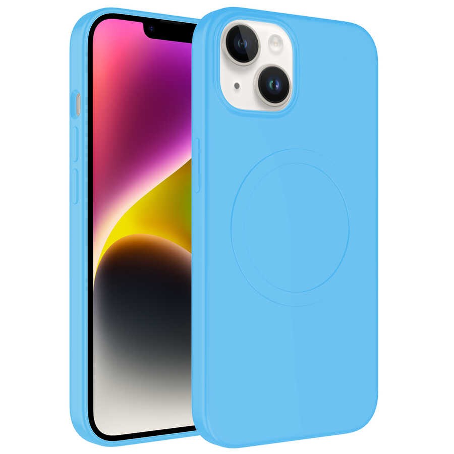 Apple iPhone 13 Kılıf M-safe Wireless Şarj Özellikli Pastel Renk Silikon Zore Plas Kapak