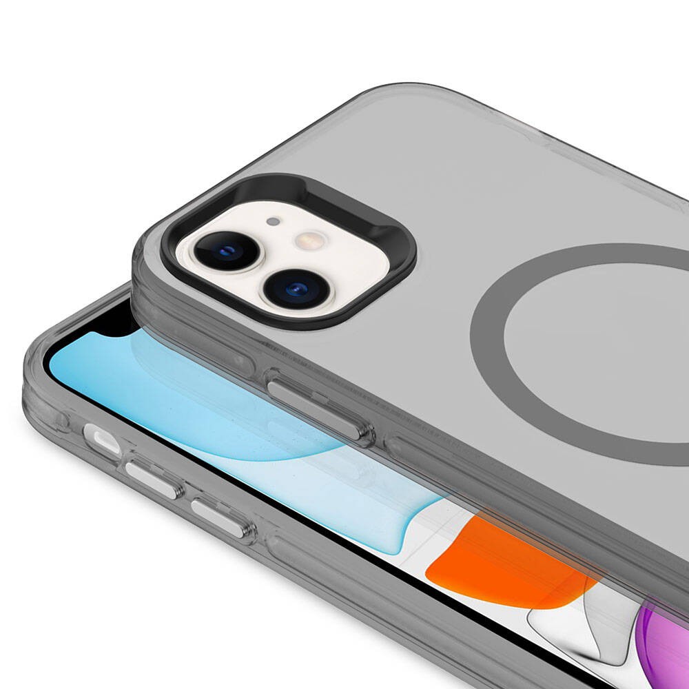 Apple iPhone 11 Kılıf Zore M-safe Şarj Özellikli Buzlu Transparan C-Pro Sert Kapak