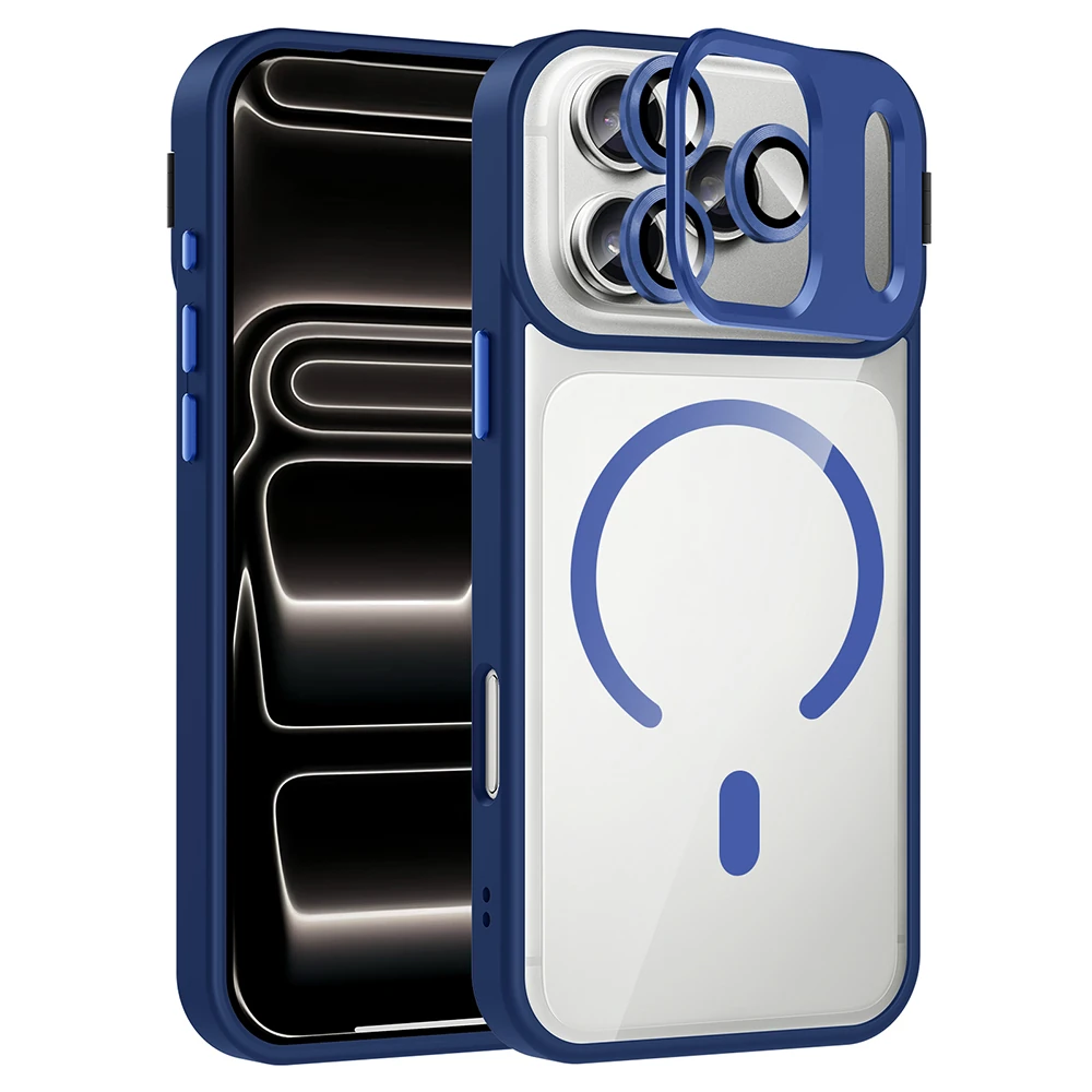 Apple iPhone 17 Pro Kılıf Standlı ve Kamera Lens Hediyeli M-Safe Şarj Özellikli Zore Etro Kapak