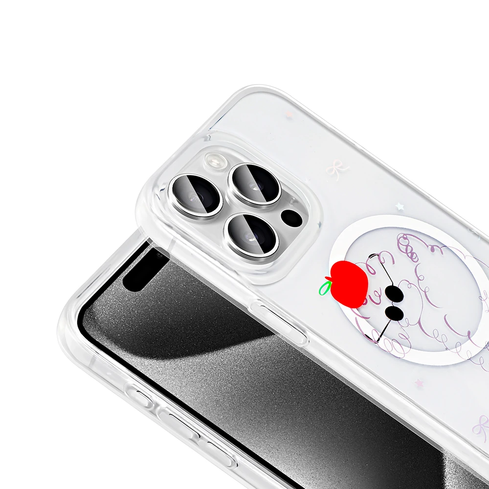 Apple iPhone 15 Pro Max Kılıf M-Safe Şarj Özellikli Şeffaf Zore Folk Sert Kapak