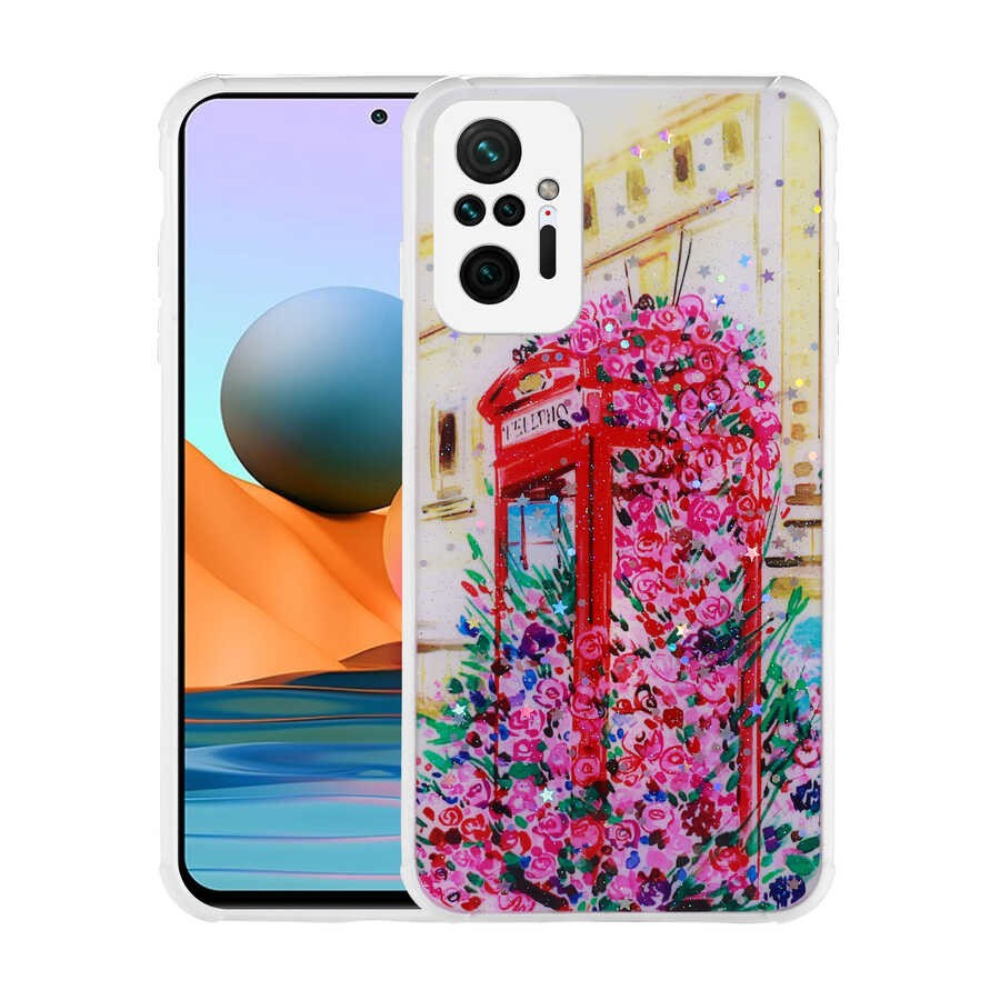 Xiaomi Redmi Note 10 Pro Kılıf Simli Desenli Kamera Korumalı Parlak Zore Popy Kapak