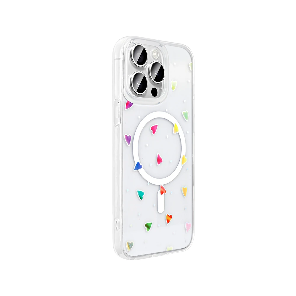 Apple iPhone 15 Pro Kılıf M-Safe Şarj Özellikli Şeffaf Zore Folk Sert Kapak