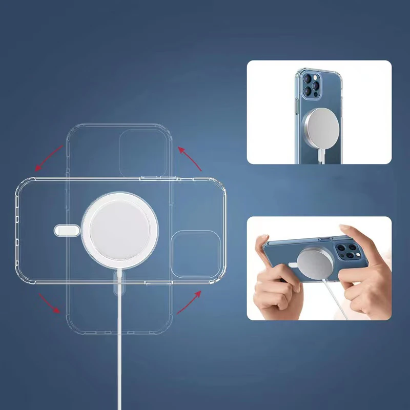 Apple iPhone XS 5.8 Kılıf M-safe Şarj Özellikli Şeffaf Sert PC Zore Embos Kapak