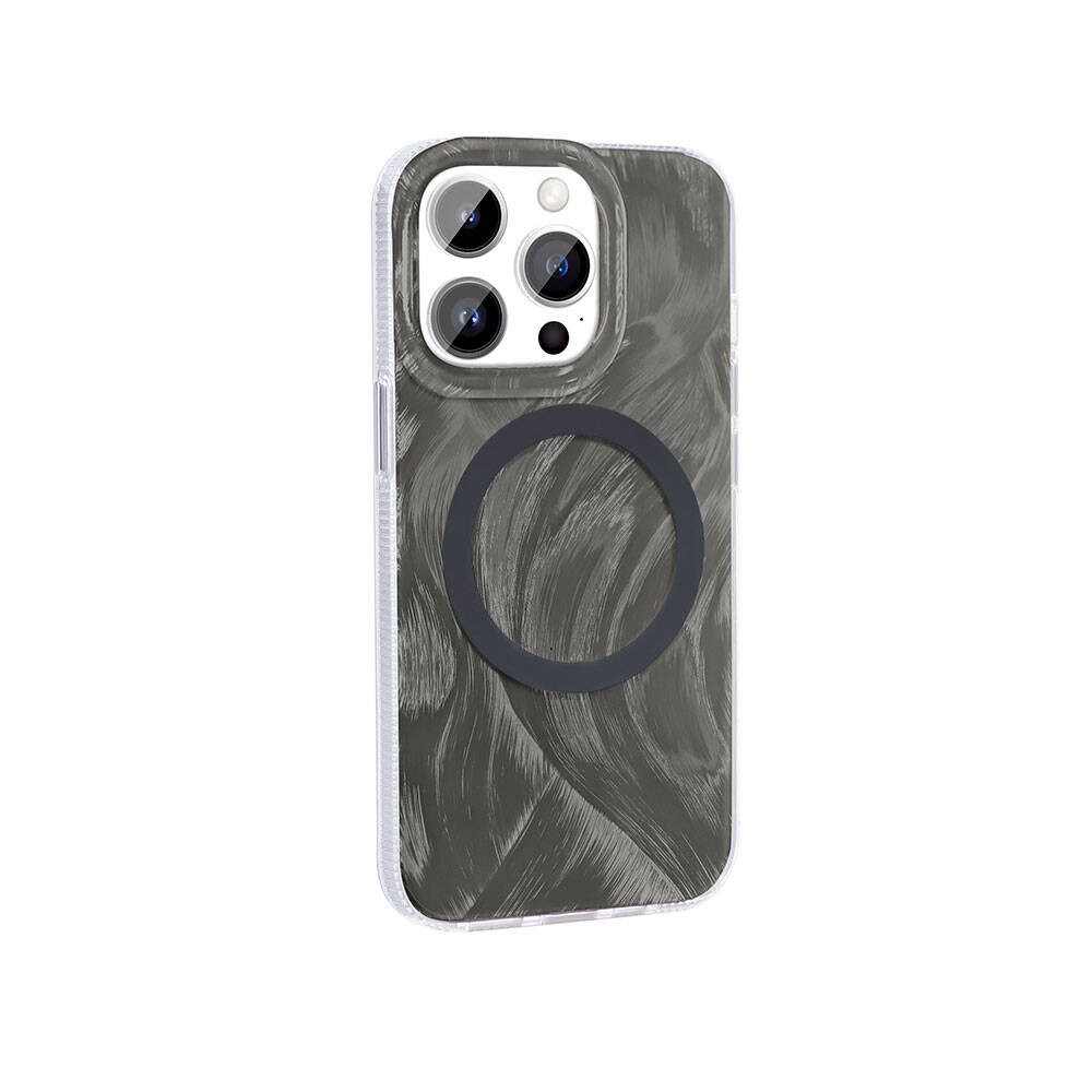 Apple iPhone 14 Pro Kılıf M-safe Şarj Özellikli Fırça Boya Desenli Zore Palet Kapak