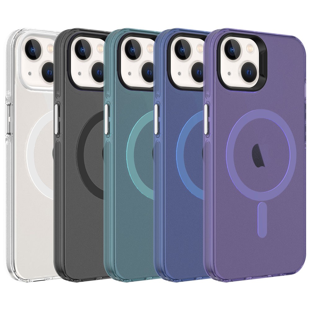 Apple iPhone 13 Kılıf Zore M-safe Şarj Özellikli Buzlu Transparan C-Pro Sert Kapak