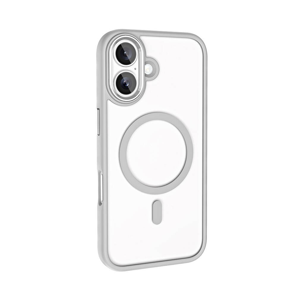 Apple iPhone 16 Kılıf Wireless Şarj Özellikli Zore Krom M-safe Silikon Kapak