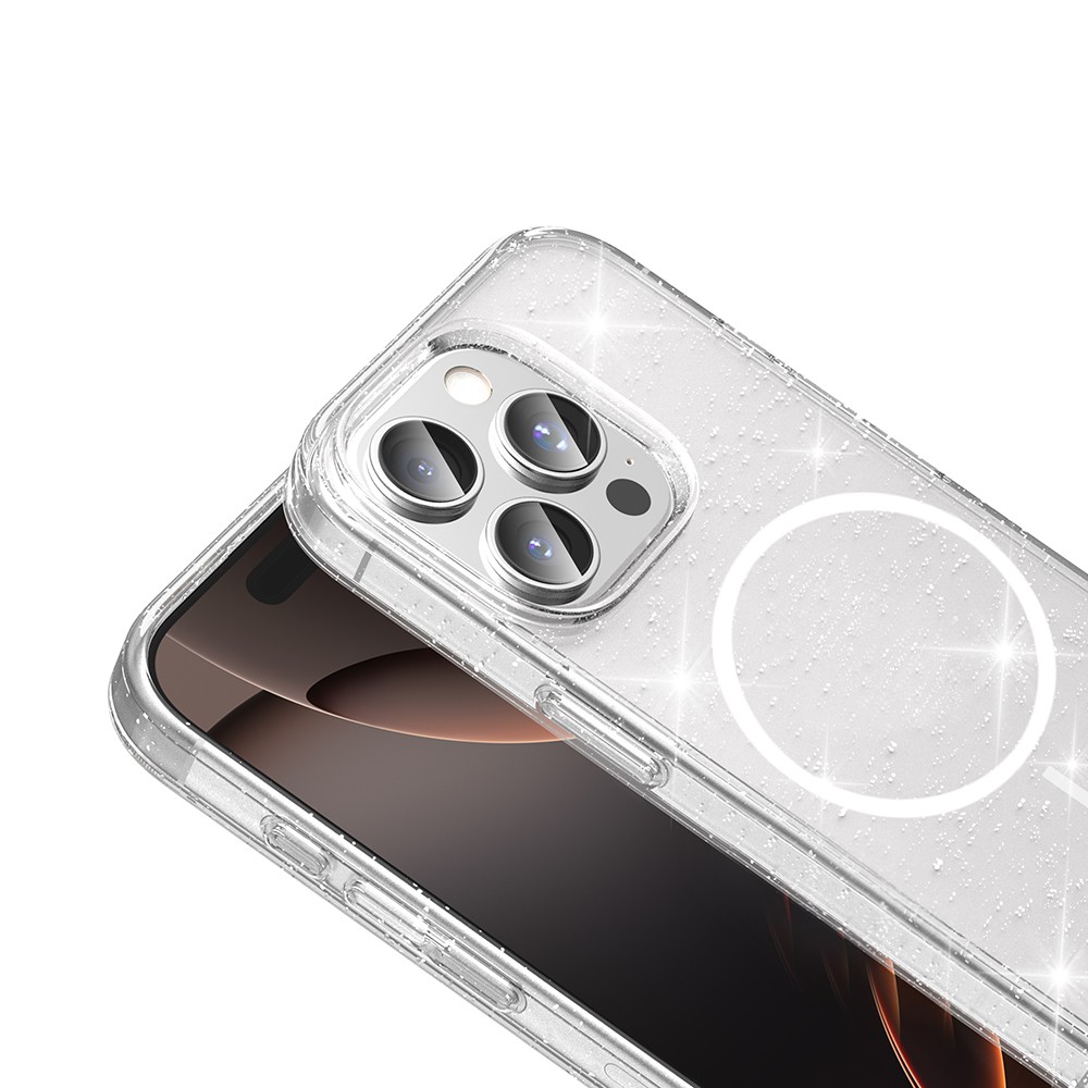 ​Apple iPhone 15 Pro Max Kılıf M-safe Şarj Özellikli Parlayan Simli Saydam Renkli Zore Maris Kapak