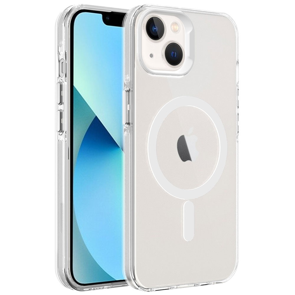 Apple iPhone 14 Kılıf Zore M-safe Şarj Özellikli Buzlu Transparan C-Pro Sert Kapak
