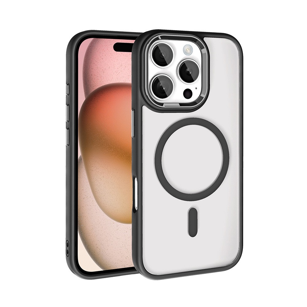 Apple iPhone 16 Pro Max Kılıf Wireless Şarj Özellikli Zore Krom M-safe Silikon Kapak