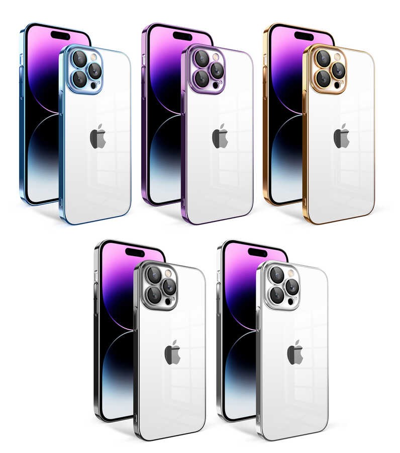 Apple iPhone 14 Pro Max Kılıf Kamera Korumalı Renkli Çerçeveli Zore Garaj Kapak