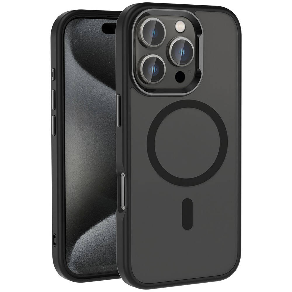 Apple iPhone 16 Pro Max Kılıf M-safe Şarj Özellikli Parlak Kamera Çerçeveli Zore Kost Kapak
