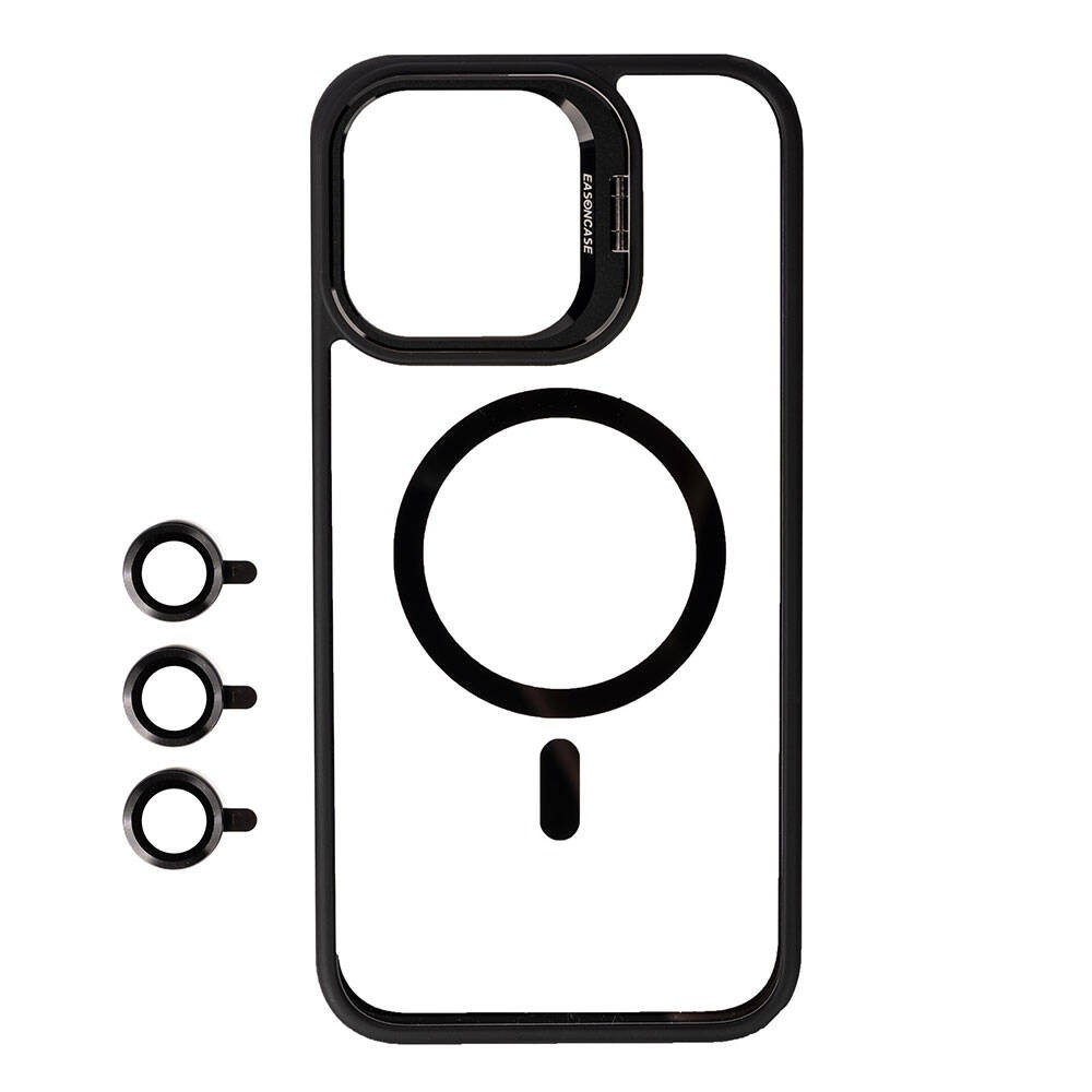 Apple iPhone 15 Pro Kılıf M-safe Şarj Özellikli Standlı Zore M-safe Klon Lensli Kapak