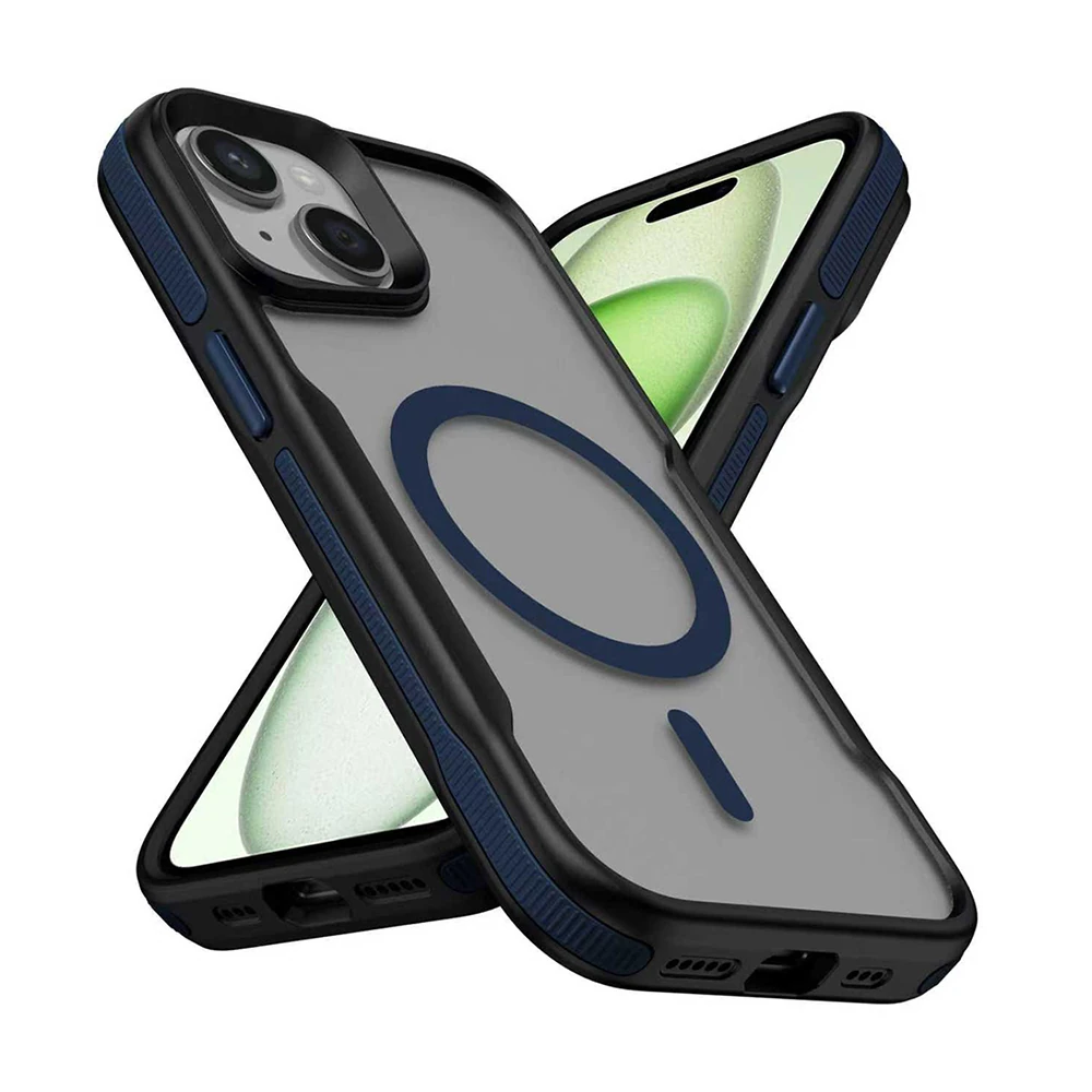 Apple iPhone 14 Kılıf M-safe Şarj Özellikli Renkli Kenar Airbag Şeritli Zore Lamer Kapak