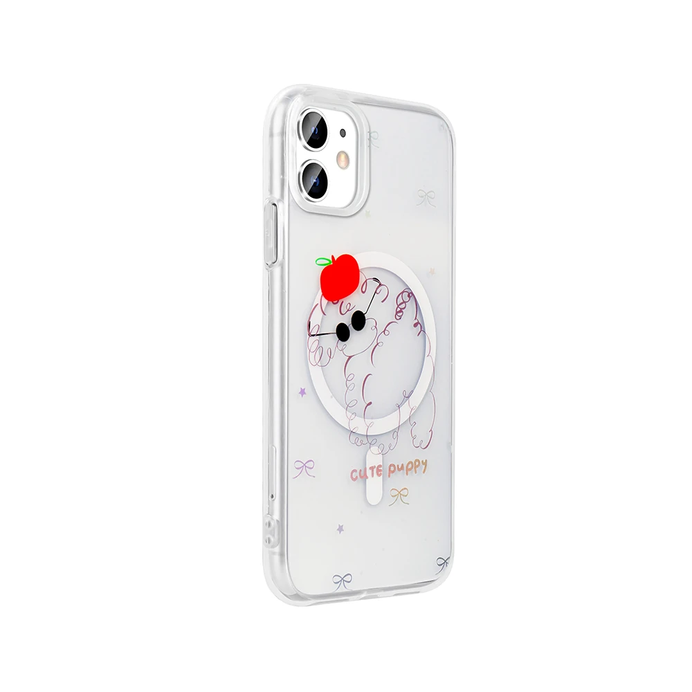 Apple iPhone 11 Kılıf M-Safe Şarj Özellikli Şeffaf Zore Folk Sert Kapak