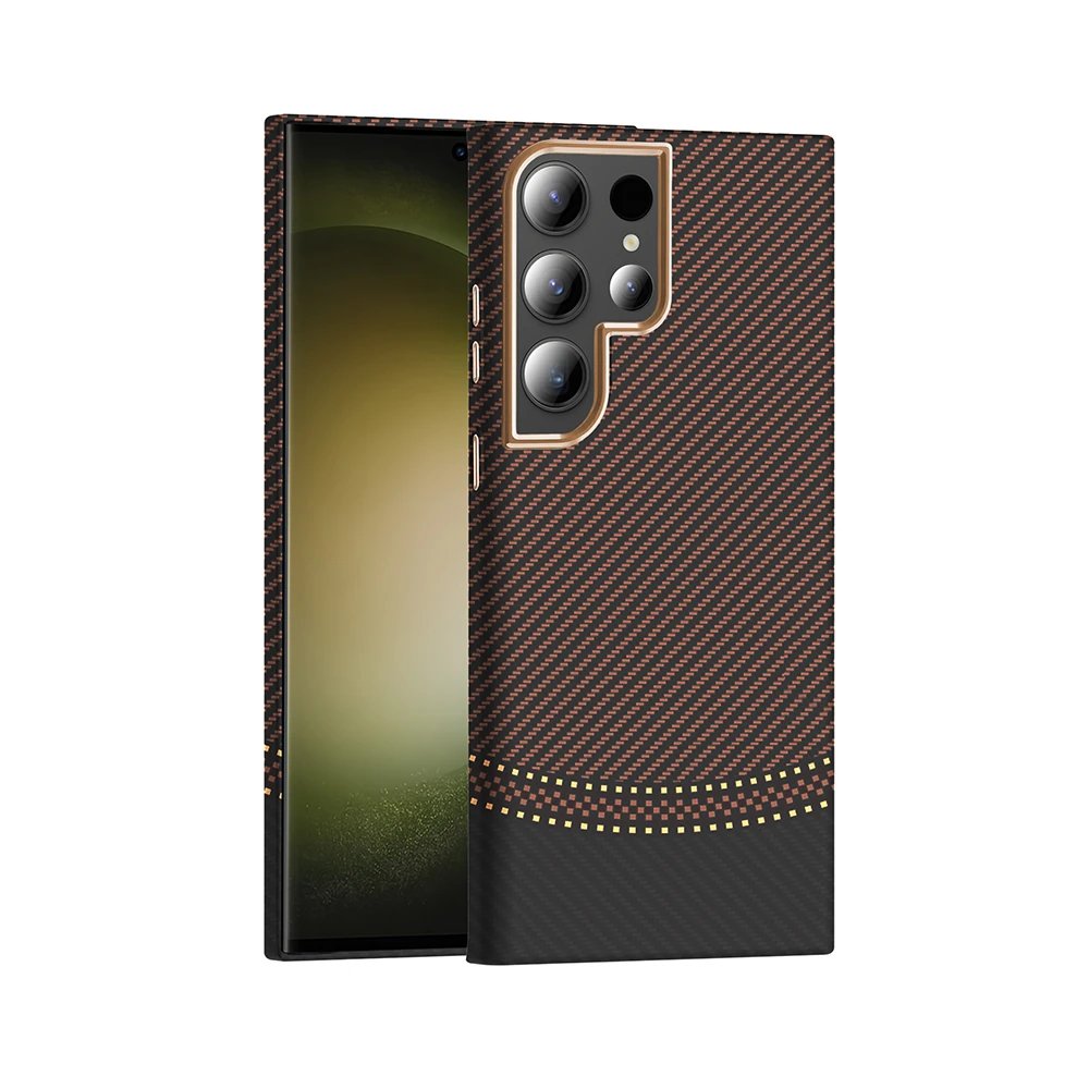 Galaxy S24 Ultra Kılıf M-safe Şarj Özellikli Karbon Fiber Görünümlü Zore Gros Kapak
