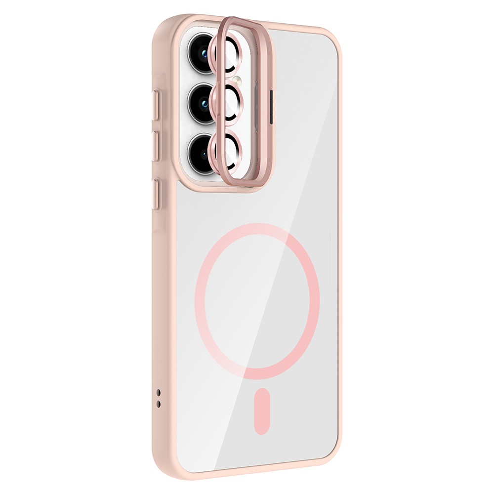 Galaxy A55 Kılıf Standlı ve Kamera Lens Hediyeli M-Safe Şarj Özellikli Zore Etro Kapak