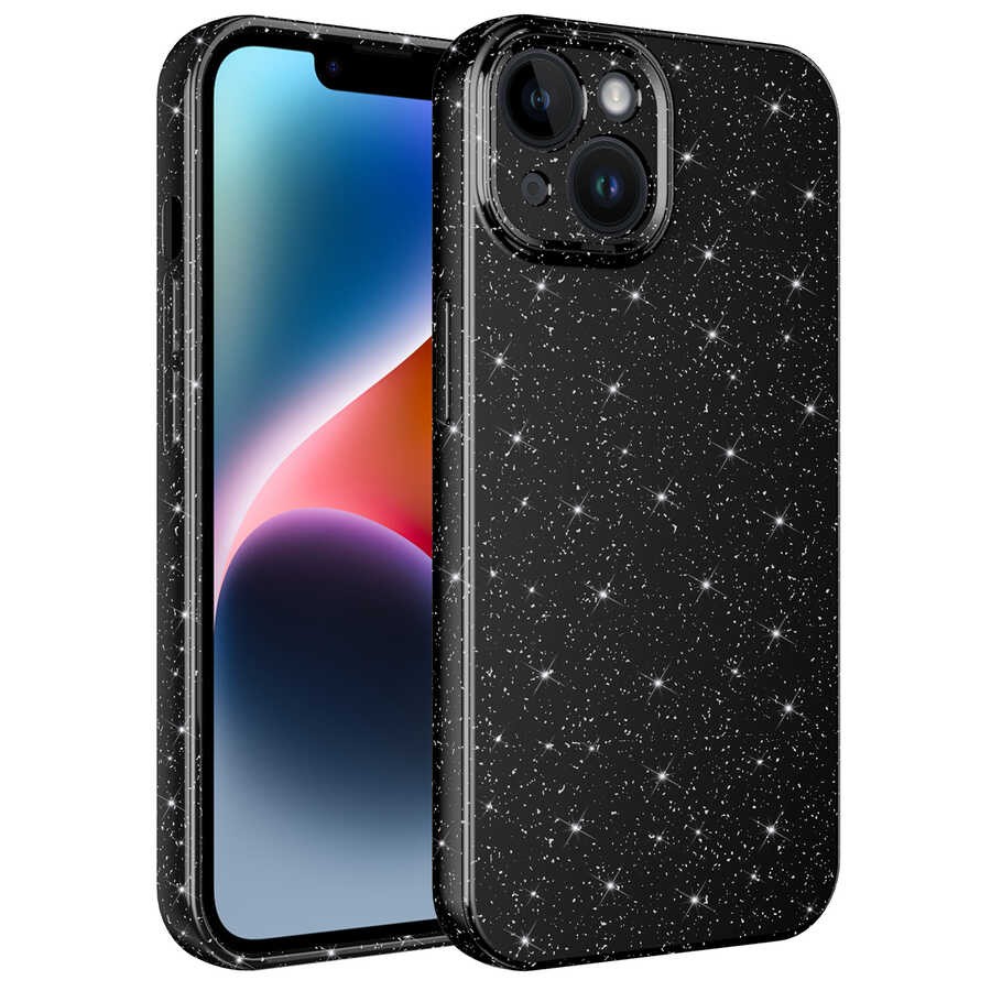 Apple iPhone 14 Kılıf Kamera Korumalı Simli Lüks Zore Koton Kapak
