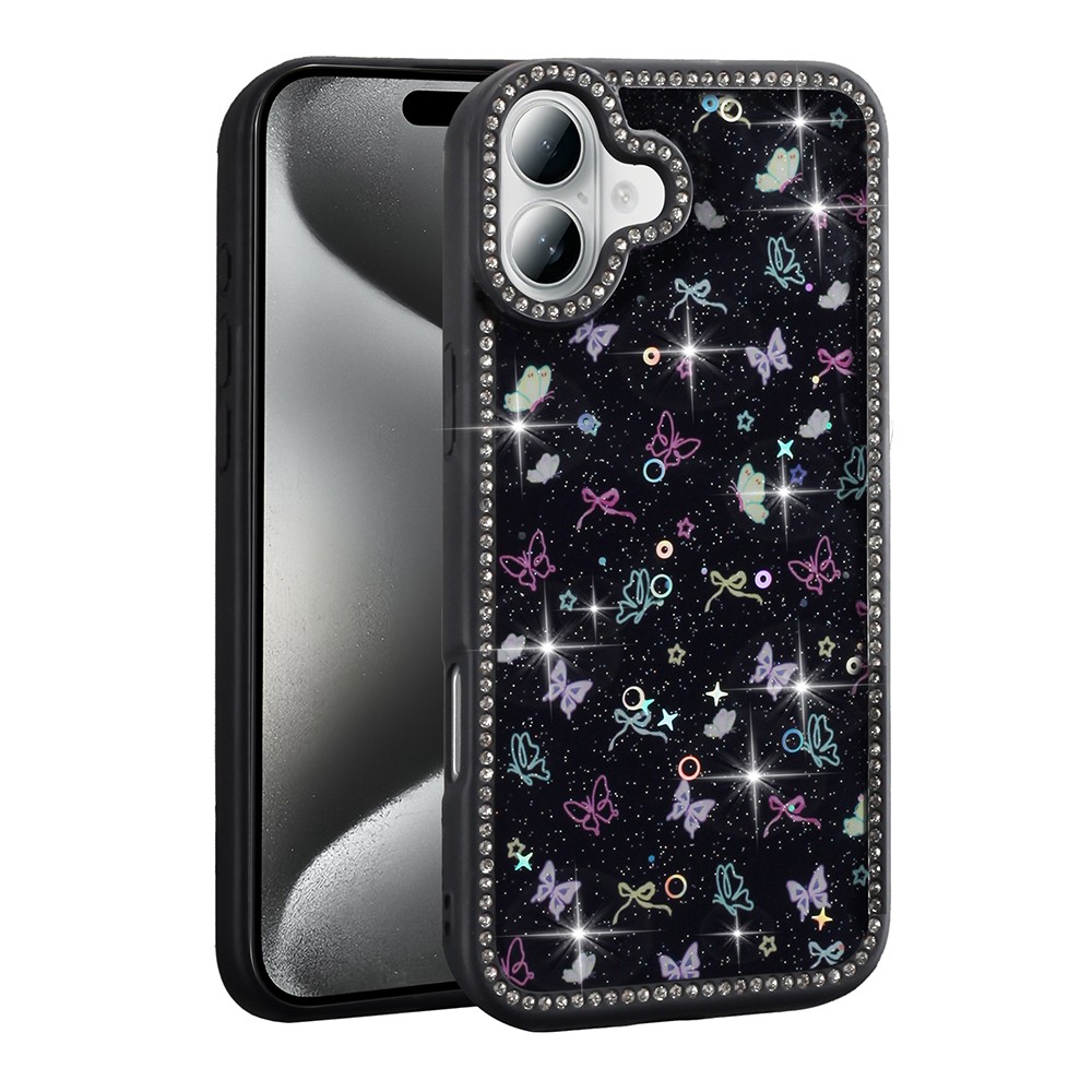 Apple iPhone 16 Plus Kılıf Taşlı ve Simli Tasarım Zore Azra Kapak