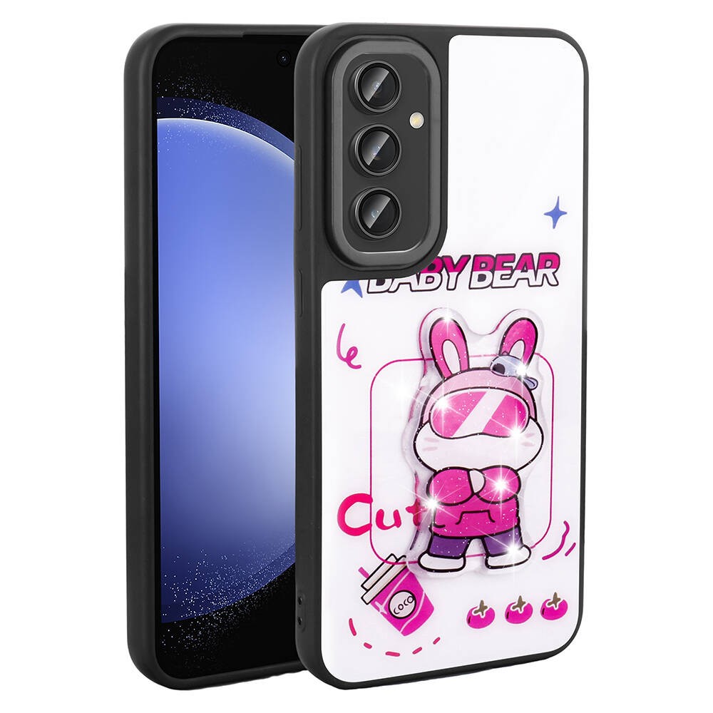 Galaxy S23 FE Kılıf Parlayan Kabartmalı İkonik Figürlü Zore Amas Silikon Kapak