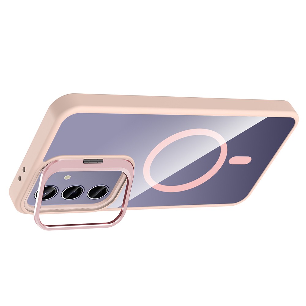 Galaxy S25 Plus Kılıf Standlı ve Kamera Lens Hediyeli M-Safe Şarj Özellikli Zore Etro Kapak