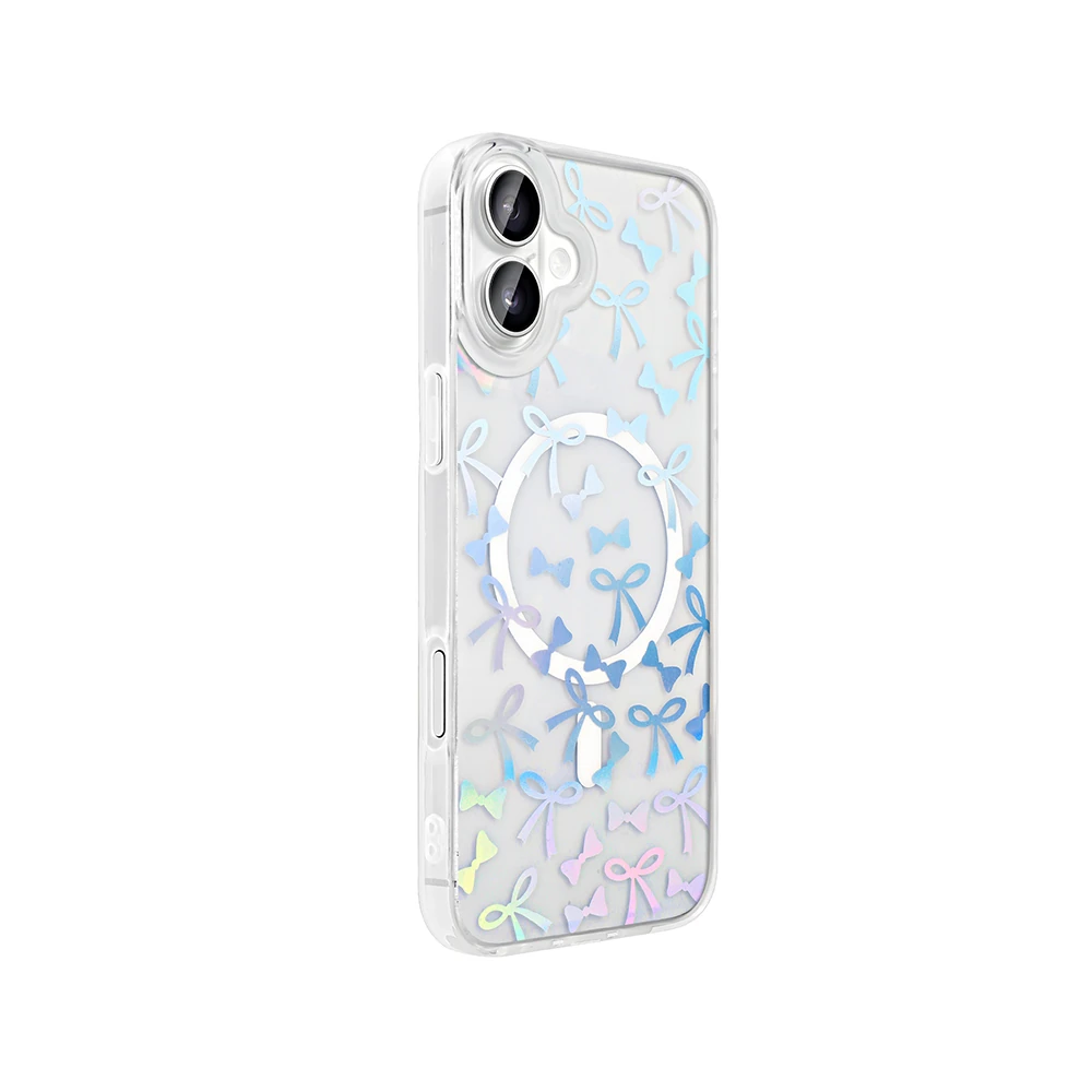 Apple iPhone 16 Kılıf M-Safe Şarj Özellikli Şeffaf Zore Folk Sert Kapak