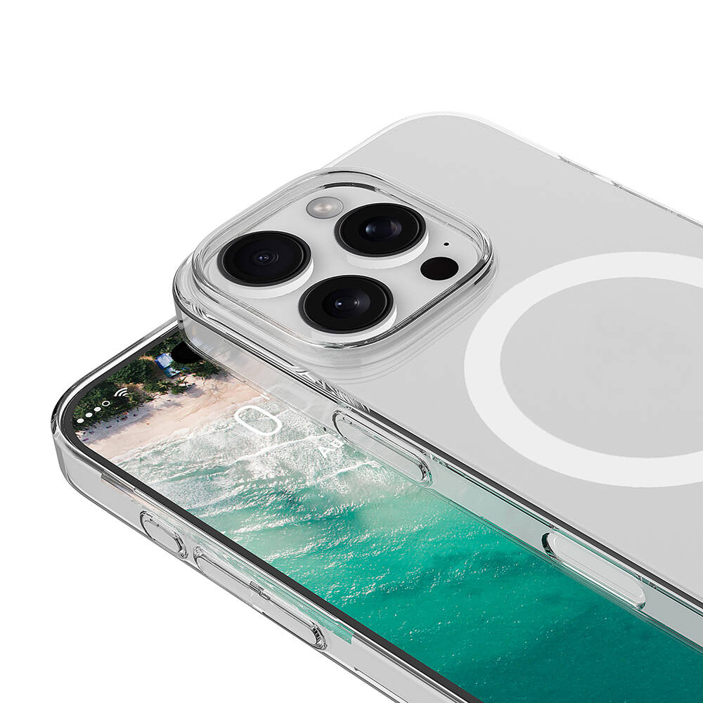 Apple iPhone 16 Pro Kılıf Zore M-safe Şarj Özellikli Şeffaf Tek Kamera Çerçeveli Porto Kapak