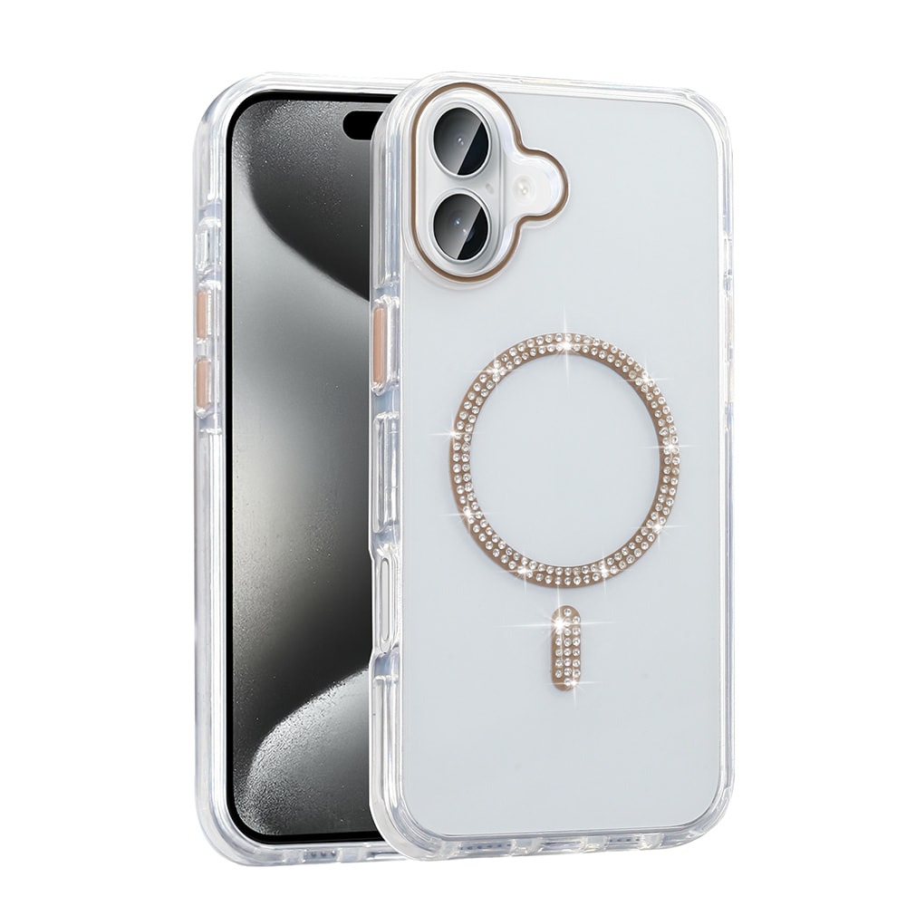 Apple iPhone 16 Plus Kılıf Taşlı Tasarım M-safe Şarj Özellikli Zore Koment Silikon Kapak