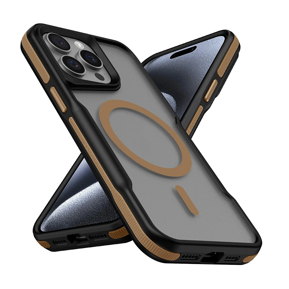 Apple iPhone 15 Pro Kılıf M-safe Şarj Özellikli Renkli Kenar Airbag Şeritli Zore Lamer Kapak