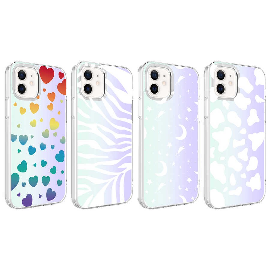 Apple iPhone 12 Kılıf Zore M-Blue Desenli Kapak