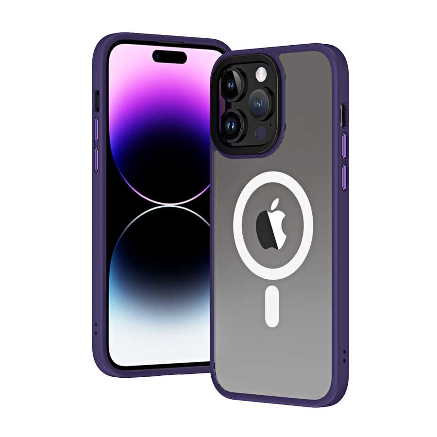 Apple iPhone 14 Pro Max  Kılıf Wireless Şarj Özellikli Zore Hibrit M-safe Kapak