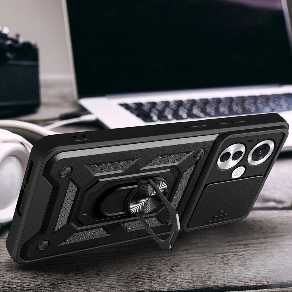 Oppo Reno 11FS Kılıf Magnetik Standlı Kamera Korumalı Zore Sürgülü Vega Kapak