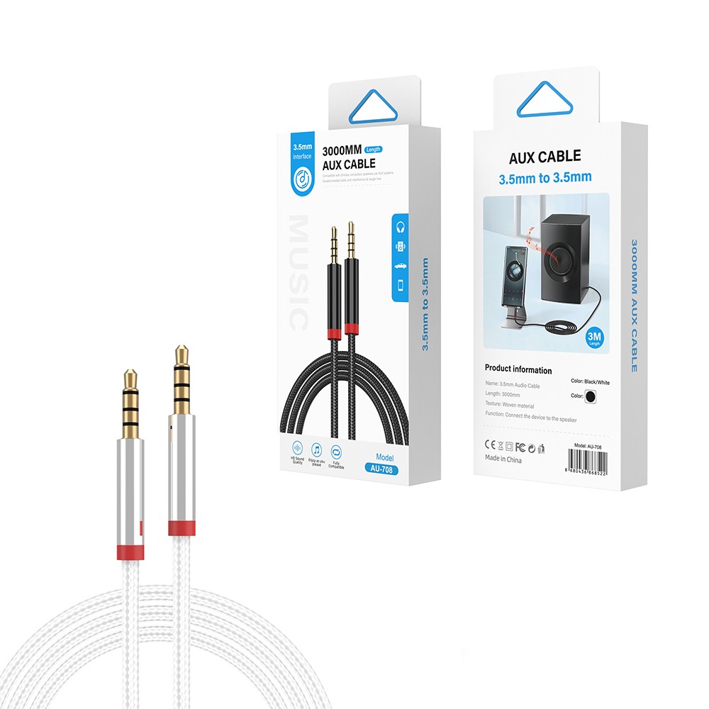 Zore AU-708 Örgü Tasarımlı Aux Audio Kablo 3.5mm 3m
