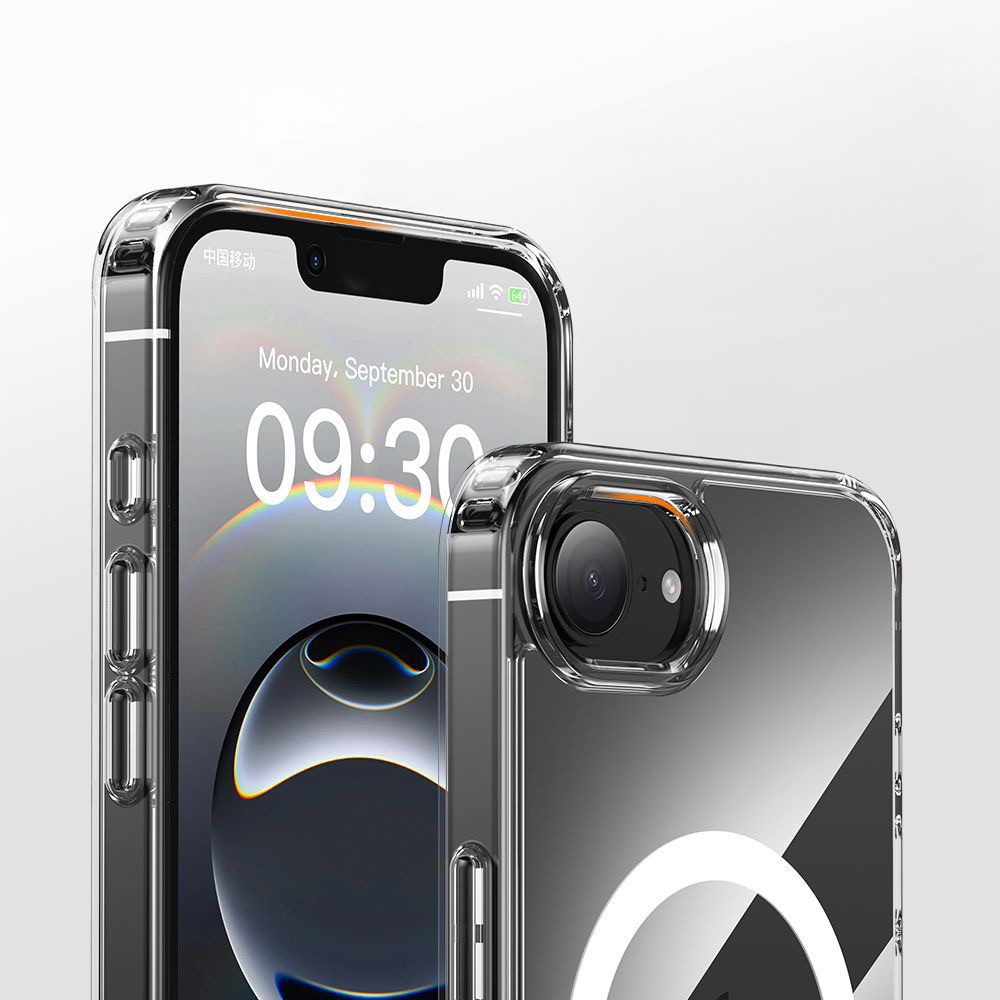 Apple iPhone 16E Kılıf M-safe Şarj Özellikli Şeffaf Sert PC Zore Embos Kapak