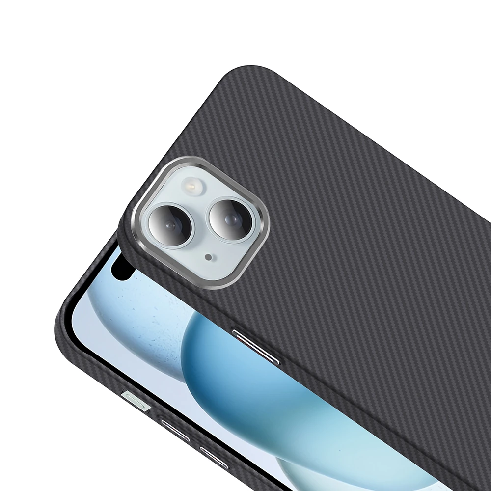 Apple iPhone 15 Kılıf M-safe Şarj Özellikli Karbon Fiber Görünümlü Zore Gros Kapak