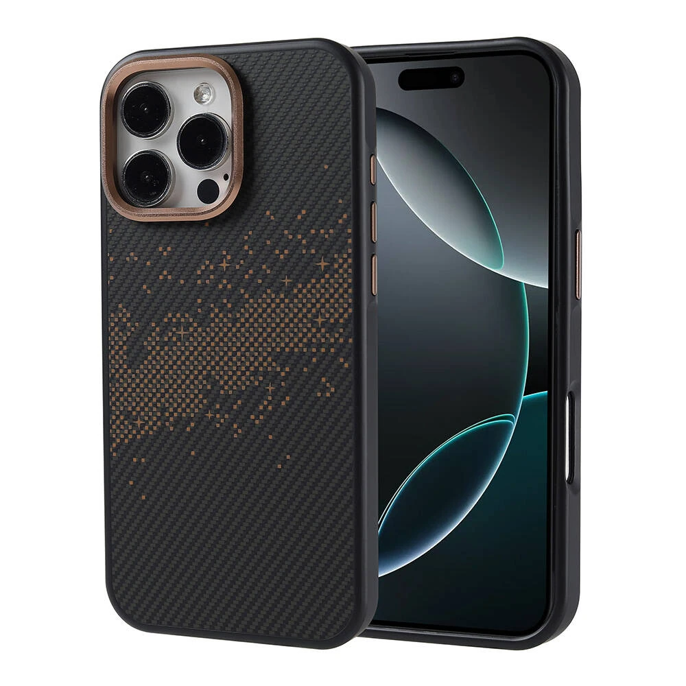 Apple iPhone 16 Pro Max Kılıf M-safe Şarj Özellikli Karbon Fiber Tasarımlı Zore Vave Kapak