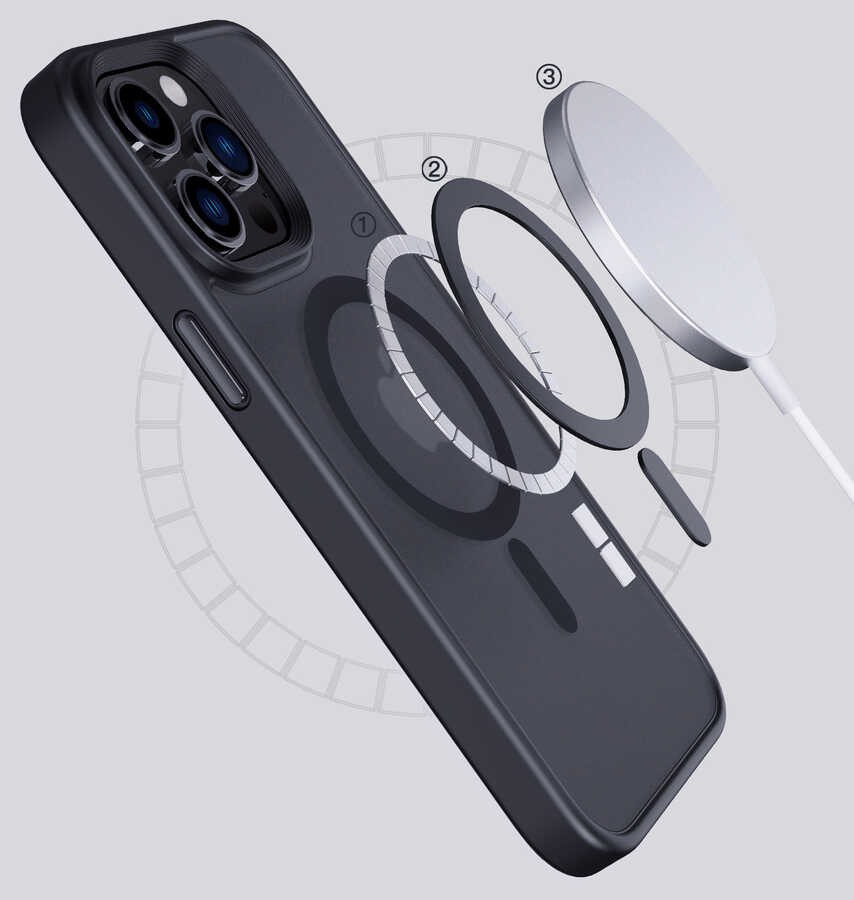 Apple iPhone 14 Pro Max  Kılıf Wireless Şarj Özellikli Zore Hibrit M-safe Kapak