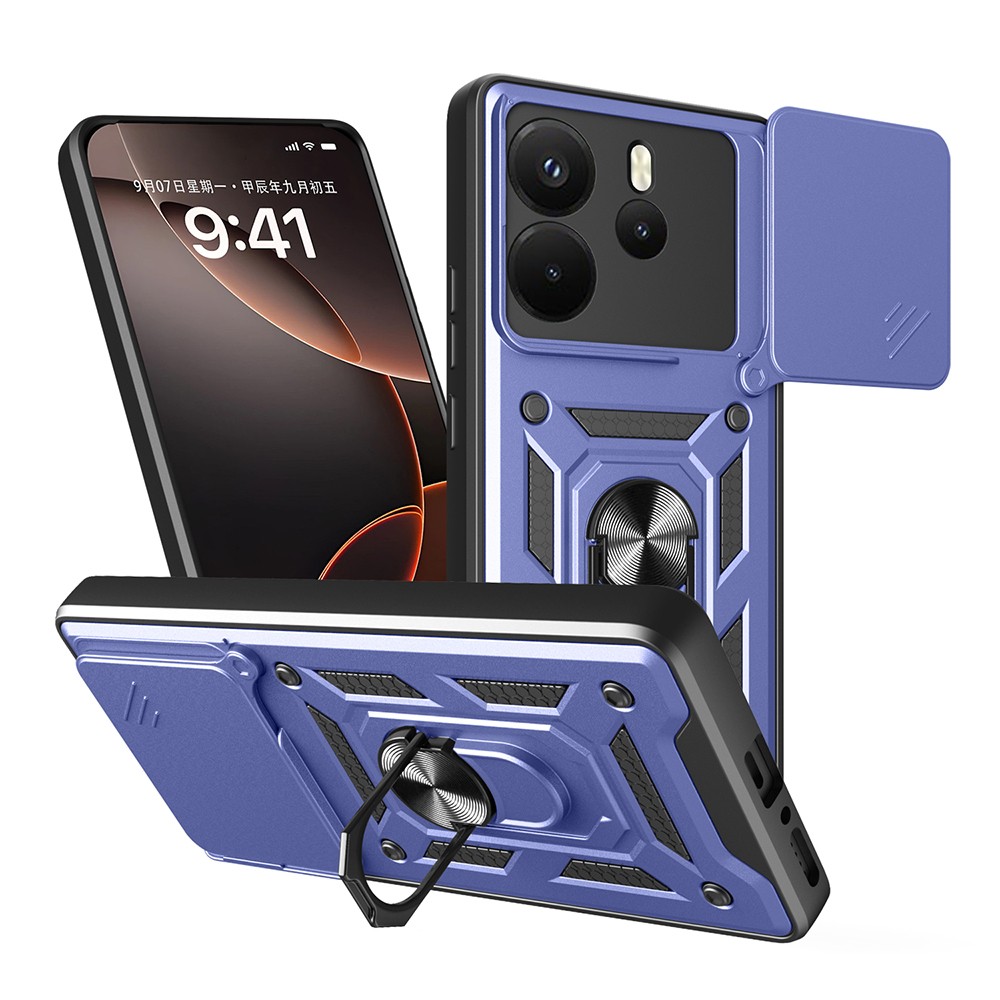 Xiaomi Redmi Note 14 4G Kılıf Magnetik Standlı Kamera Korumalı Zore Sürgülü Vega Kapak