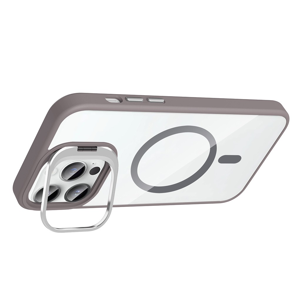 Apple iPhone 14 Pro Max Kılıf Standlı ve Kamera Lens Hediyeli M-Safe Şarj Özellikli Zore Etro Kapak